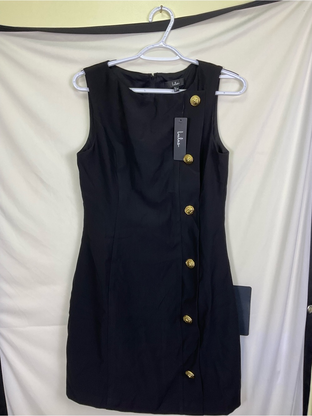 Lulus Paedyn Black Boat Neck Side-Button Mini Dress
